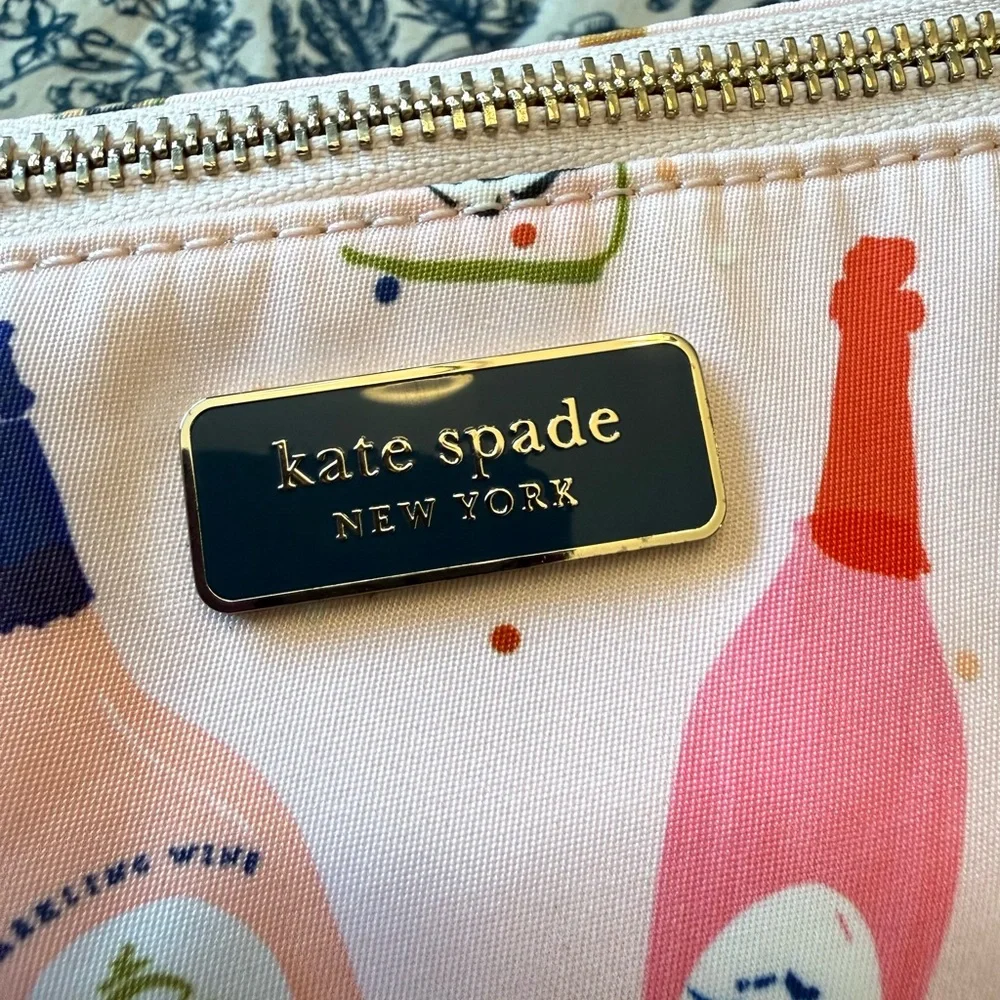 Kate Spade New York Dawn Pink Nylon Champagne Triple Gusset‎ Crossbody Bag NEW